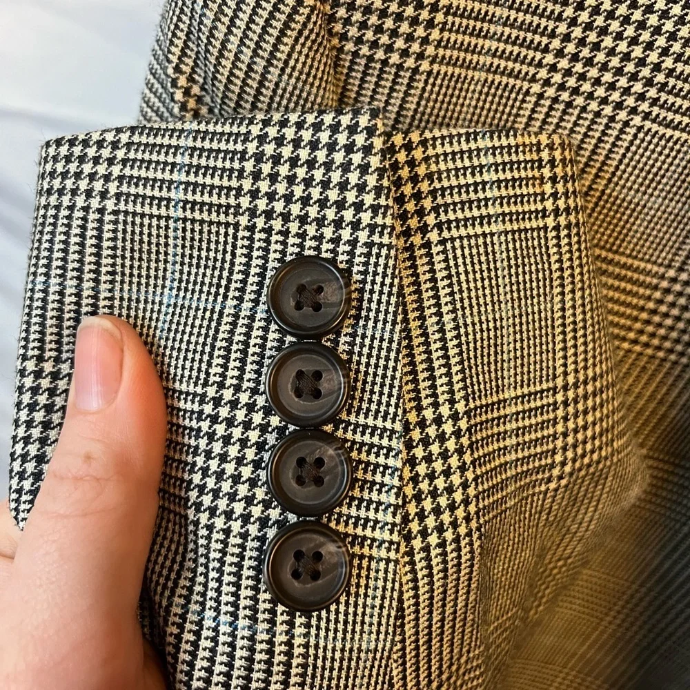 Lauren Ralph Lauren Men’s Silk Wool Blend Houndstooth Two Button Blazer Size 44L